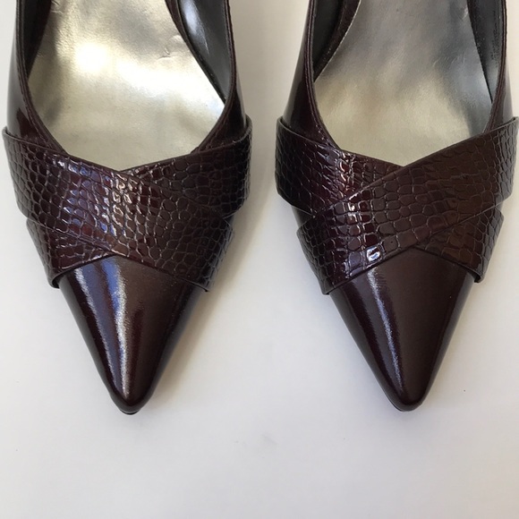 Anne Klein Shoes - Anne Klein Bronze Patent Leather Slingback Heels